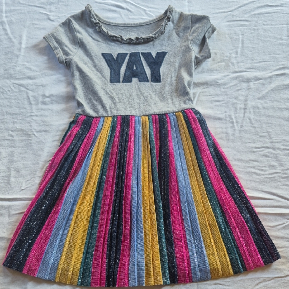 Wonder Nation Gray Top with Multicolor Striped Skirt